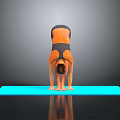 Human Body Organs And Hair In Yoga Inversion Pose On Blue Mat