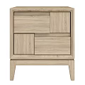 Modern Light Wood Nightstand With Multiple Drawers And Tapered Legs Design