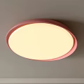 Modern Flush Mount Ceiling Light With Circular Pink Frame And Warm Yellow Illumination 3d model