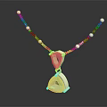 Elegant Gold Chain Necklace With Small Beads And Green Triangular Gemstone Pendant