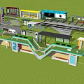 3D Model of Modern Station with Various Facilities and Architectural Structures 3d model