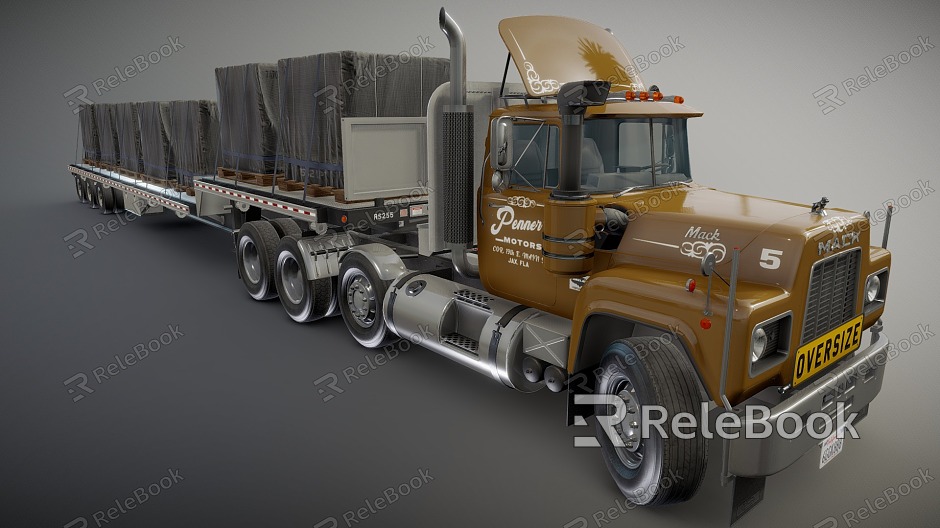 modern truck trailer tractor rear deck truck model