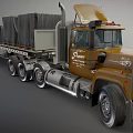 Brown Heavy Duty Truck For Cargo Transportation With Trailer