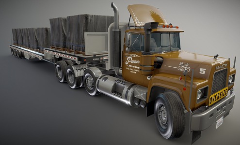 modern truck trailer tractor rear deck truck 3d model