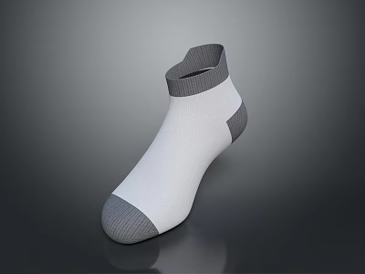 White And Gray Ankle Socks For Daily Casual Wear With Comfortable Design 3d model