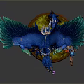 Blue Winged Fantasy Creature Figure With Staff And Decorative Base Design