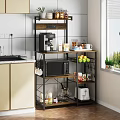 Kitchen Storage Shelf With Coffee Maker Microwave Fresh Fruits And Food Items Organizer