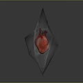 Transparent Diamond Shaped Crystal With Organ And Hair Internal Structure In Vibrant Colors