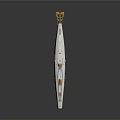 White Ship Model With Golden Details Mast And Deck Equipment