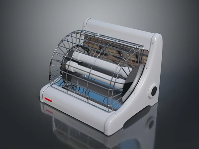 White Electric Household Bread Slicer With Metal Grid And Stable Base 3d model