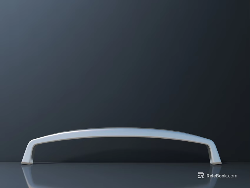 Sleek White Curved Handle Placed on Reflective Surface with Dark Background 3d model