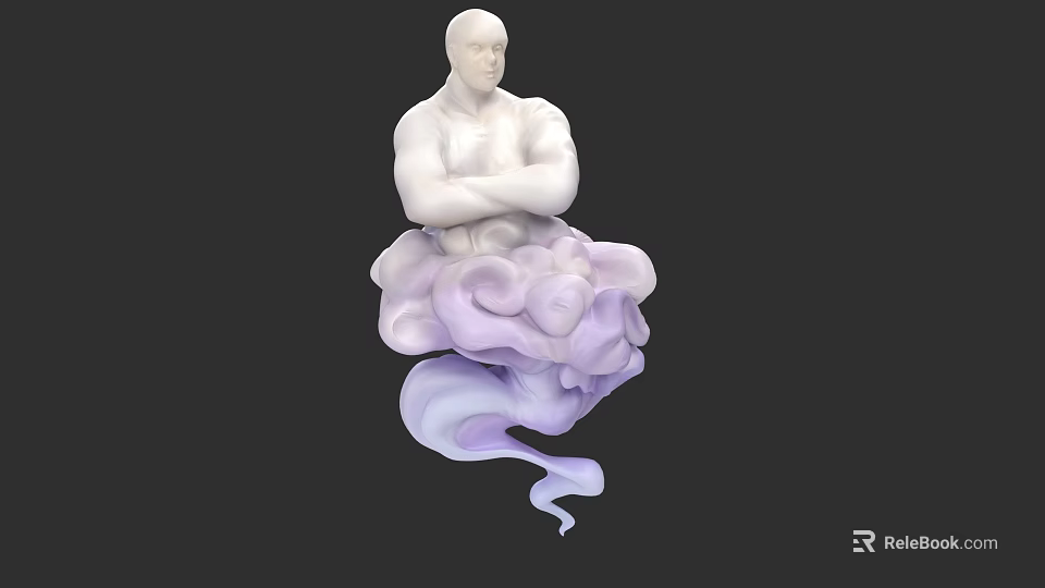 White Desk Lamp With Purple Cloud Base And Modern Sculptural Design 3d model 