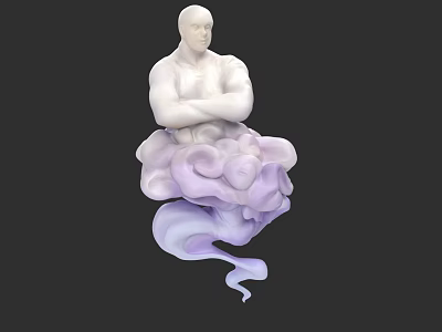 White Desk Lamp With Purple Cloud Base And Modern Sculptural Design 3d model