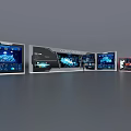 Technology Exhibition Hall With Multiple Digital Display Screens Interactive Exhibits And Information Displays