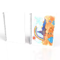 Interior Display of Two Spiral Notebooks One Blank and One With Colorful Rainbow Art