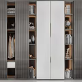 Modern Wardrobe Interior With Shelves For Books Decorative Items And Hanging Clothes