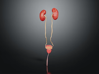 Detailed Human Urinary System Anatomy With Kidneys Ureters And Bladder 3d model