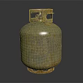 Old Rusty Metal Gas Cylinder With Stand On Dark Background