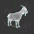 Realistic Brown Goat with Curved Horns Standing in Side View Against Dark Background