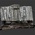Rustic Weathered Log Cabin With Wooden Roof Log Walls And Wooden Door On Earth Ground