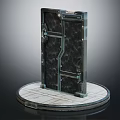 Metal Door Model With Marble Texture Surface On Round Base And Metal Frame 3d model