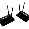 Two Modern Black D-Link Wireless Routers With Multiple High Gain Antennas 3d model