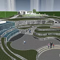 Modern Garden Landscape Design With Circular Water Feature Central Tree And Winding Pathways