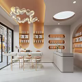 Elegant Modern Beauty Hair Salon Interior With Product Shelves Chandeliers And Reception Counter