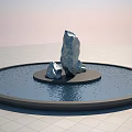 Stylish Garden Ornament Featuring Circular Pool With Silver Stones Water And Tile Floor