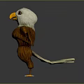 Cartoon Eagle 3D Model With White Head Brown Body And Spread Wings 3d model