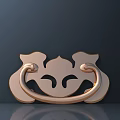 Brass Colored Decorative Metal Furniture Handle Hardware Tool With Symmetrical Ornate Design