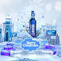 Fast-selling beer ice and snow festival Christmas roadshow pop-up shop Meichen crystal ball snow tree ice block photo clock-in area game interaction area 3d model