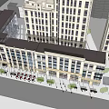 Urban Commercial Street With Modern Multi Story Buildings Glass Windows And Storefronts