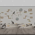 Pet Shop Interior With Cat Climbing Shelves Play Areas And Cozy Beds