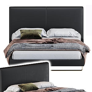 Italian Light Luxury Atmospheric Minimalist Buckle Bedroom Soft Bed Frame 3d model