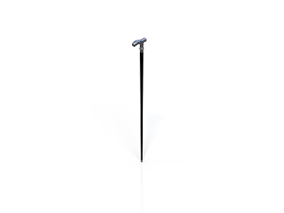 Black Metal Walking Cane With Ergonomic Handle And Stable Support Base 3d model