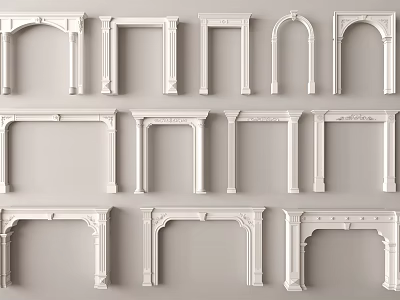Variety Of White Door Frames With Elegant Designs 3d model