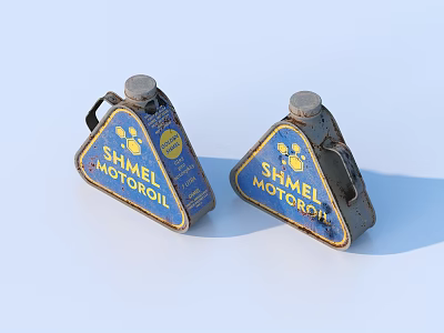 Two Vintage Blue SHMEL MOTOROIL Cans For Household Decor And Storage Needs 3d model