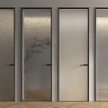 Modern Interior Swing Doors With Various Glass Textures And Black Frames 3d model