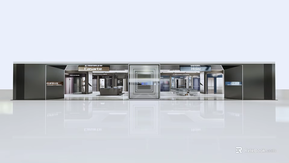 Modern Mall Store Front Featuring Glass Door Window Display And Minimalist Design 3d model 
