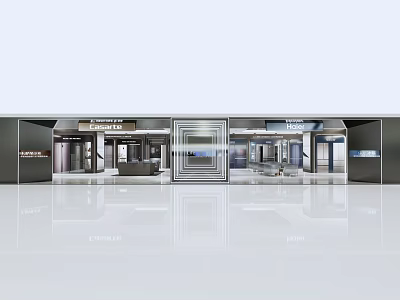 Modern Mall Store Front Featuring Glass Door Window Display And Minimalist Design 3d model