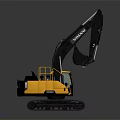 Volvo Yellow Black Excavator With Tracked Chassis And Hydraulic Arm