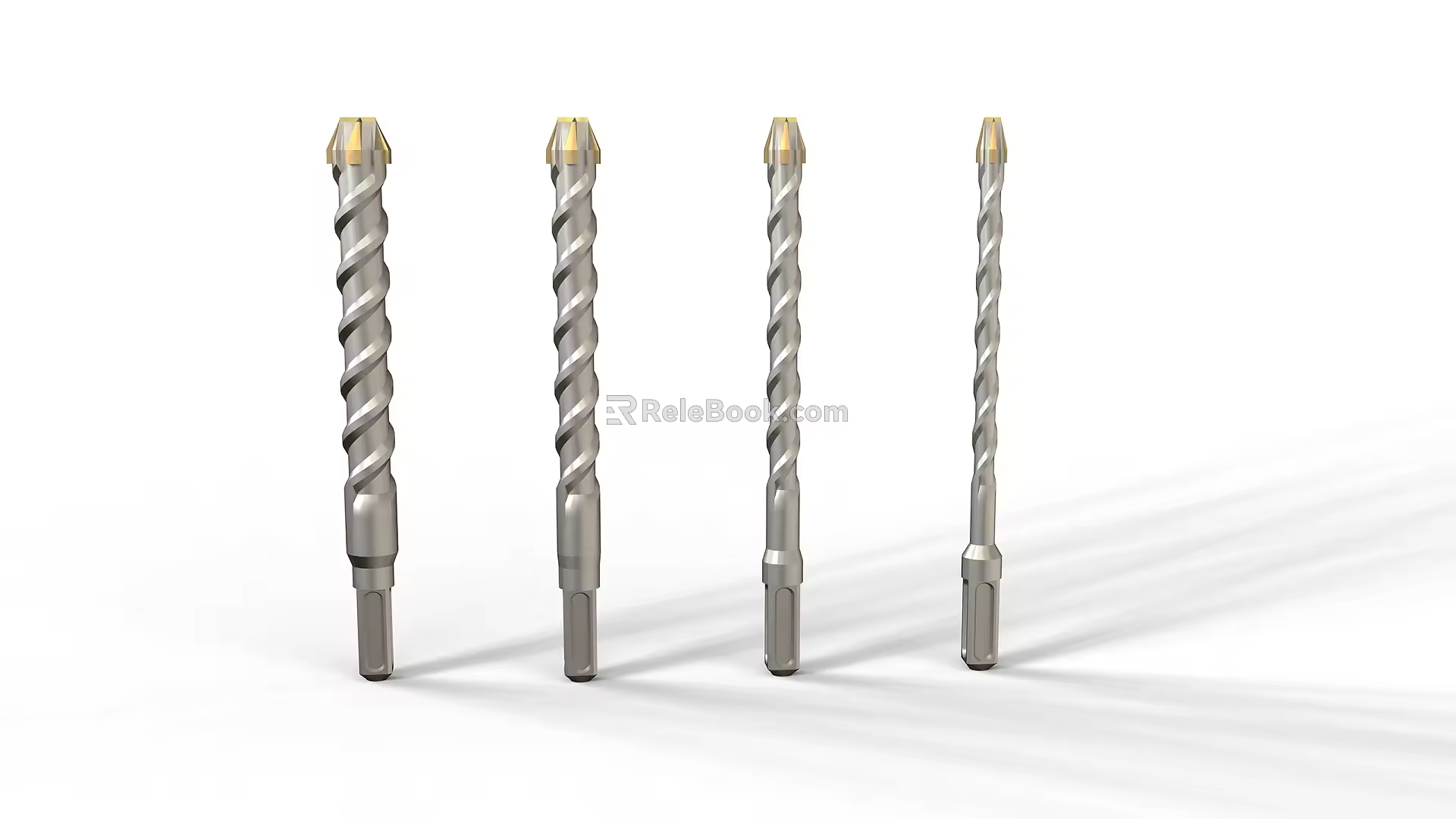 Impact drill bit hardware tools metal equipment thread drill bit φ12 φ10 φ8 φ6 3d model