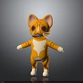 Cartoon Style Orange And White Cat With Big Eyes Whiskers In Standing Pose