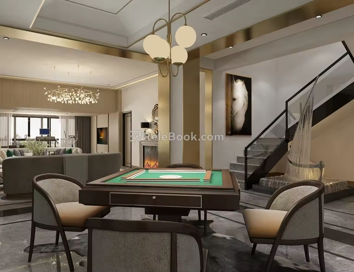 Mahjong room recreation room 3D model 3d model