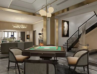 Mahjong room recreation room 3D model 3d model