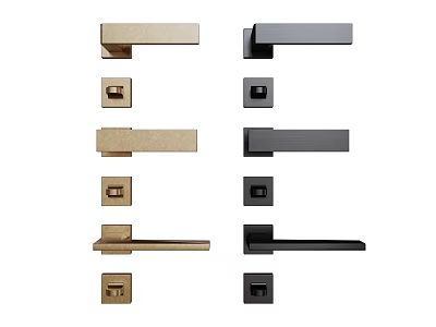 Stylish Modern Gold And Black Door Handles With Various Contemporary Design Options 3d model