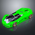 Green Sports Car With Modern Aerodynamic Design And Orange Alloy Wheels