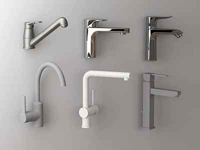 Modern Faucet Designs With Various Styles And Different Shapes On Gray Background 3d model