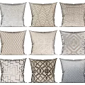 Modern Throw Pillows With Various Geometric Patterns And Neutral Tones 3d model